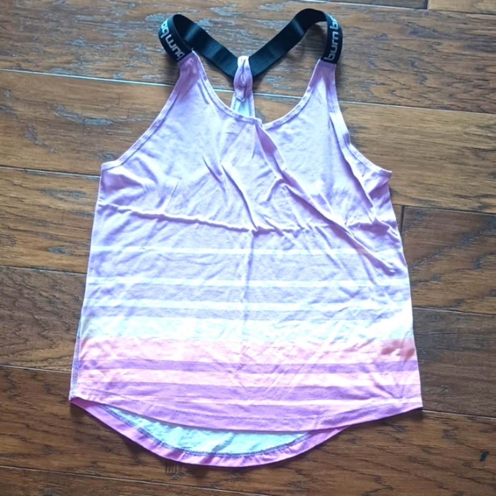 Women's Ombre Pink Athletic Tank Top with Contrast Straps